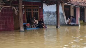 Permukiman di ketitang wetan pati kebanjiran akibat jebolnya tanggul widodaren