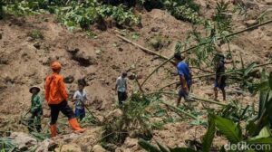 Tanah longsor di tonjong brebes, petani 80 tahun belum ditemukan